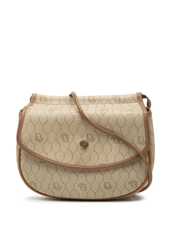 Dior Pre-owned 20th Century Honeycomb Coated Canvas Crossbody Bag in Neutrals