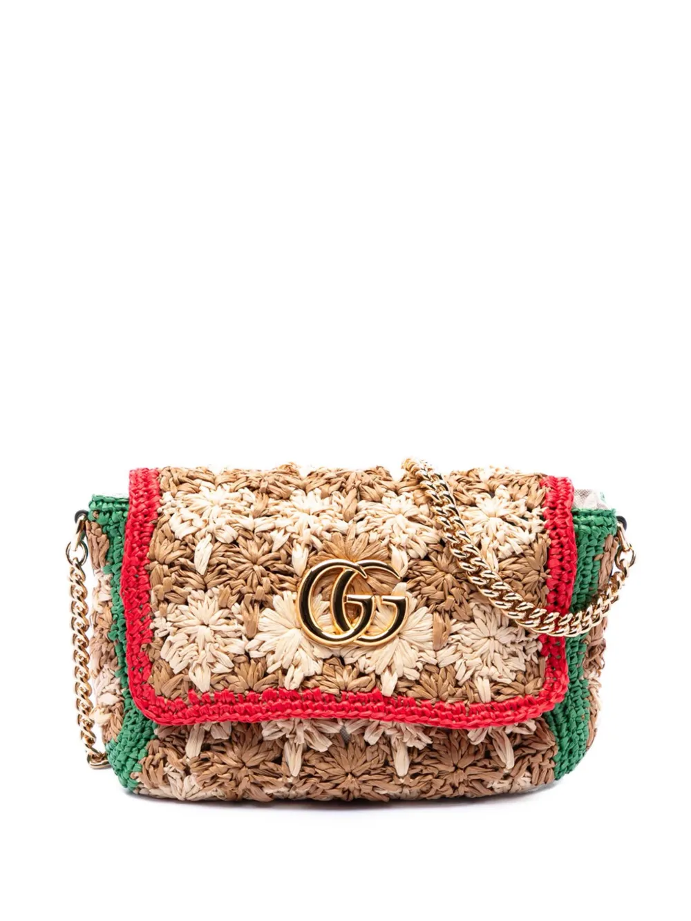 Gucci Pre-Owned 2016-2026 Small GG Marmont Raffia crossbody bag - Neutrals
