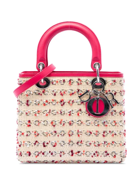 Christian Dior Pre-Owned 2013 mittelgroße Lady Dior Satchel-Tasche aus gewebtem Raffiabast