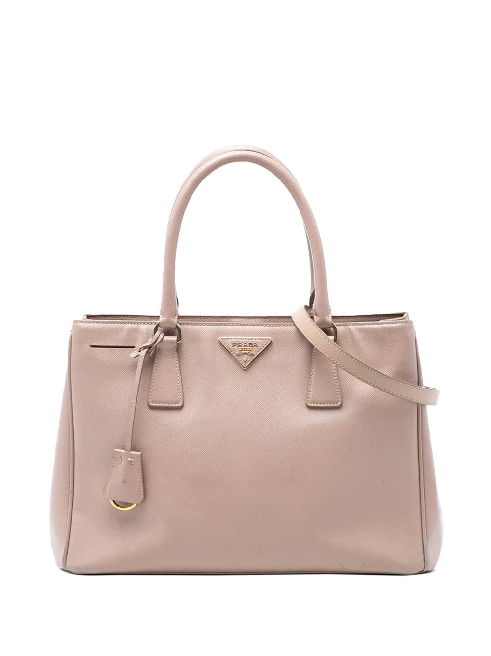 Pre-owned Prada 2010-2026 Medium Saffiano Lux Galleria Satchel In Neutral