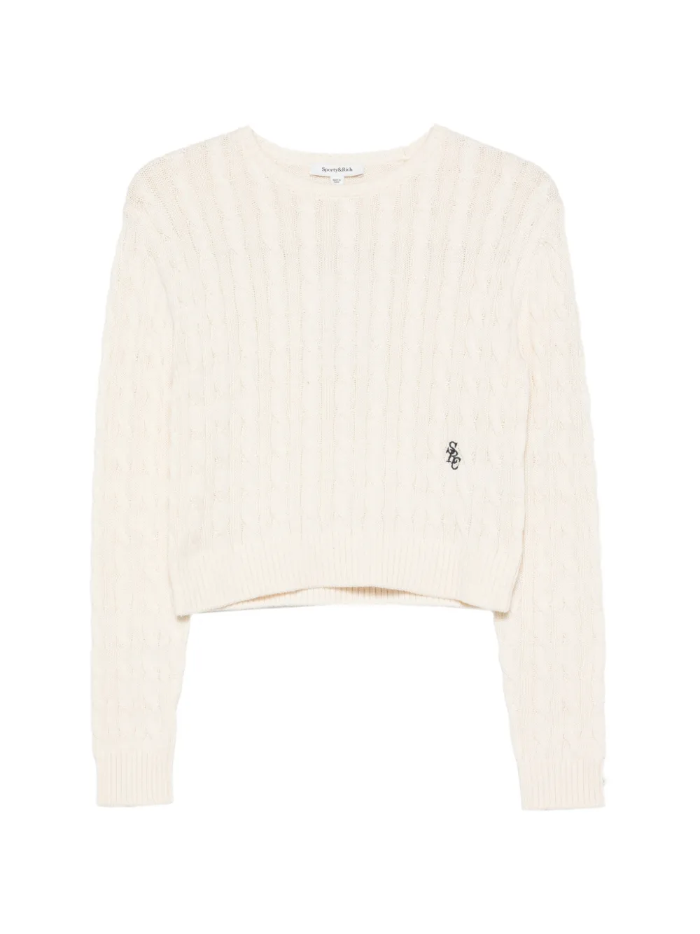 Sporty And Rich Isao Cable-knit Embroidered-logo Sweater In Neutral
