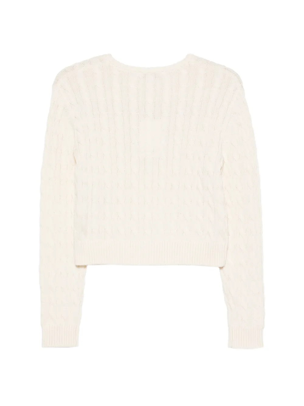 Sporty & Rich Isao kabelgebreide trui met geborduurd logo Beige