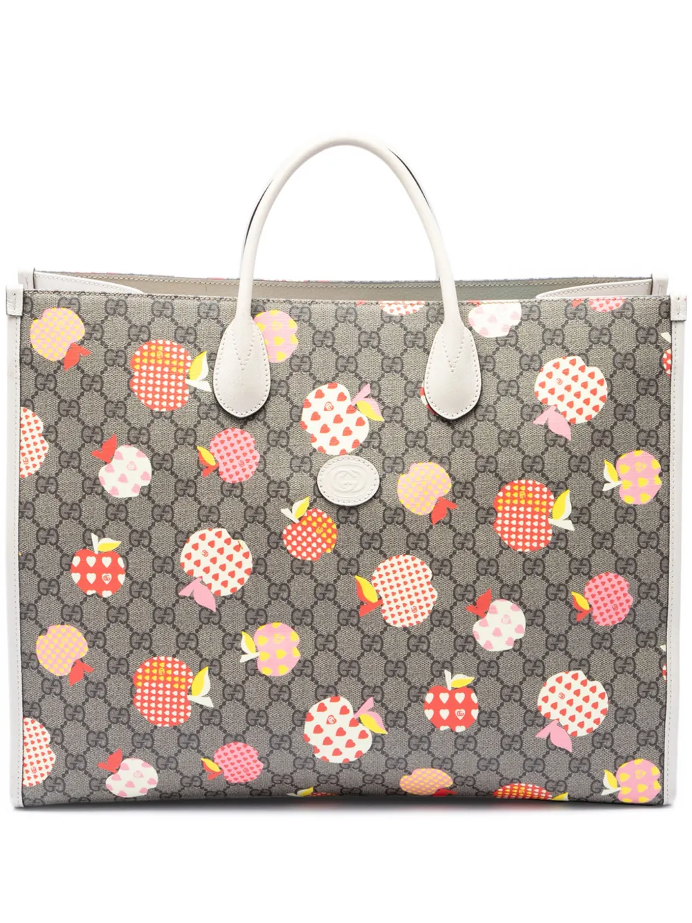 Gucci Pre-Owned 2016-2026 Large GG Supreme Les Pommes Apple and Heart Interlocking G Tote satchel - Toni neutri