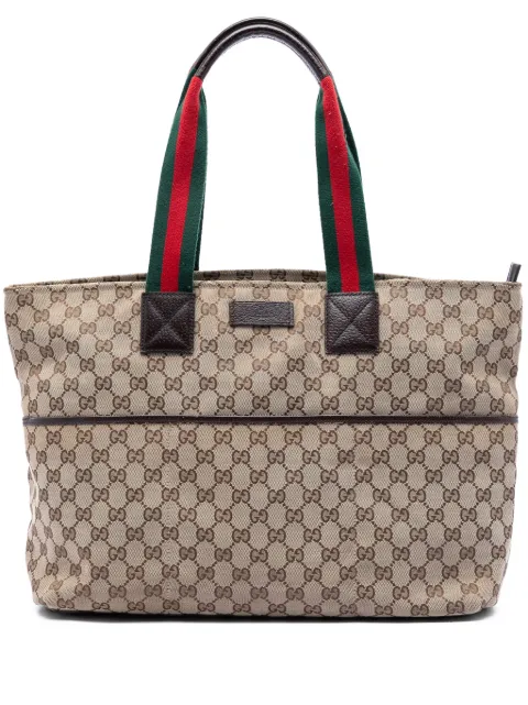 Gucci Pre-Owned tote en lona GG con detalle Web 2016-2026