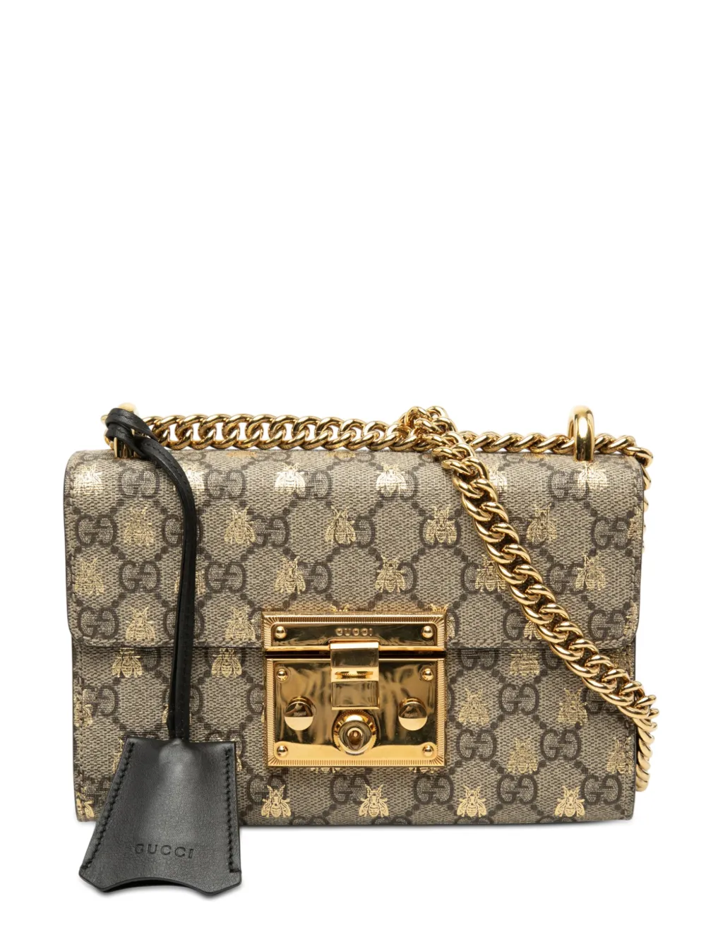 Gucci Pre-Owned 2016-2026 Small GG Supreme Bee Padlock crossbody bag - Toni neutri