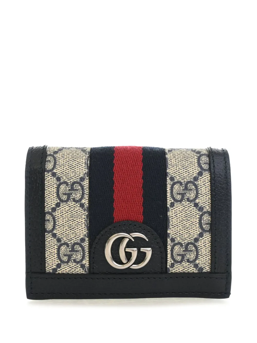 Pre-owned Gucci 2016-2026 Gg Supreme Web Ophidia Compact Wallet Small Wallets In Neutral
