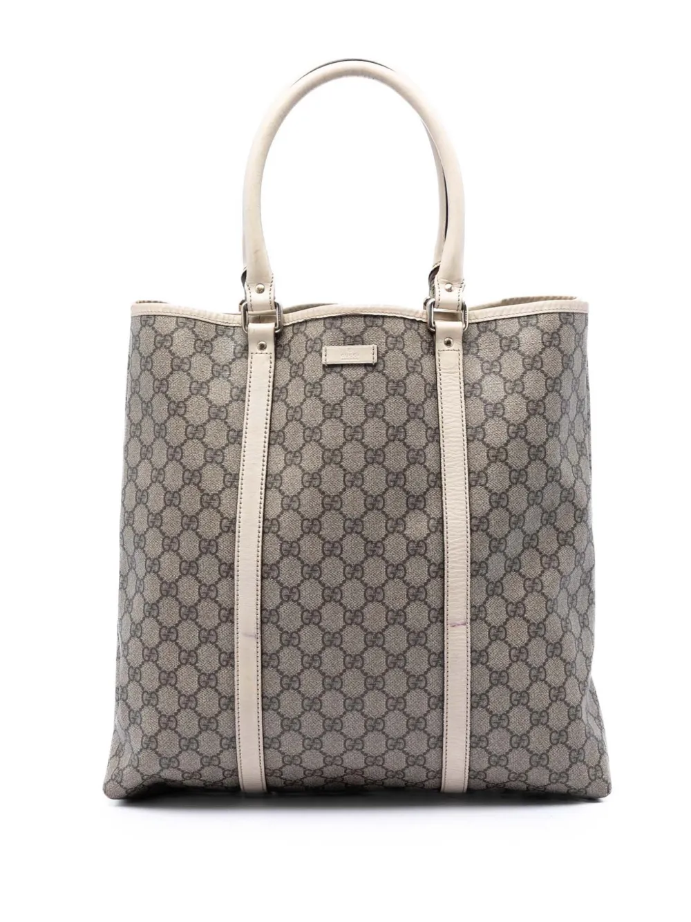 Pre-owned Gucci 2016-2026 Gg Supreme Joy Vertical Tote Bag In Neutral