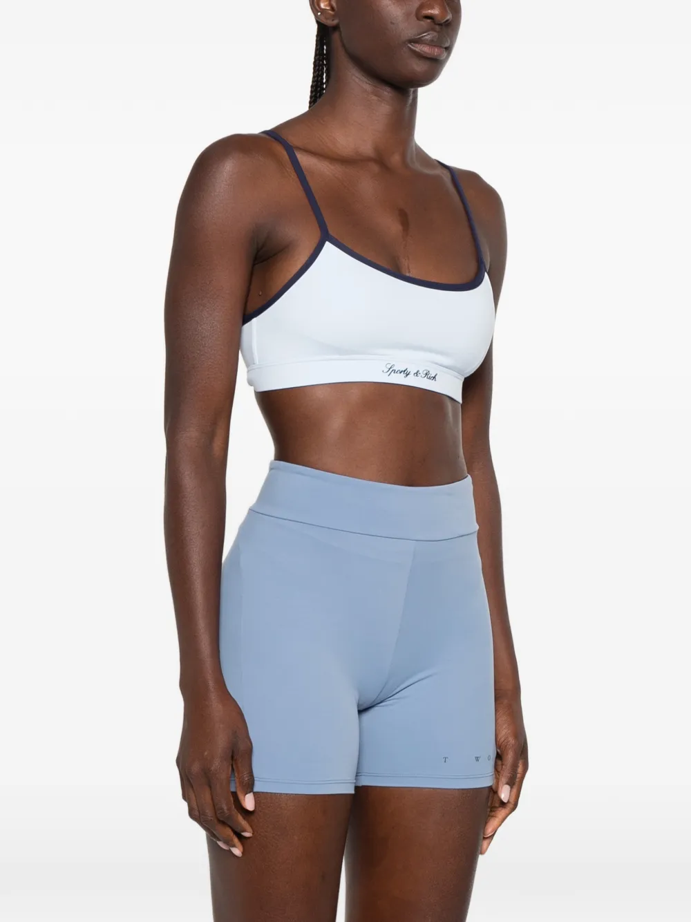Sporty & Rich Sport-bh met contrasterende afwerking en logo-print Blauw