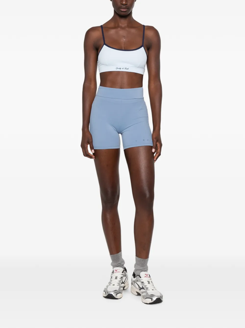 Sporty & Rich Sport-bh met contrasterende afwerking en logo-print Blauw