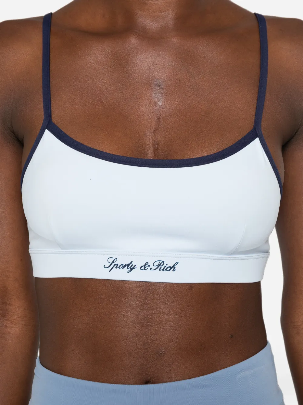 Sporty & Rich Sport-bh met contrasterende afwerking en logo-print Blauw