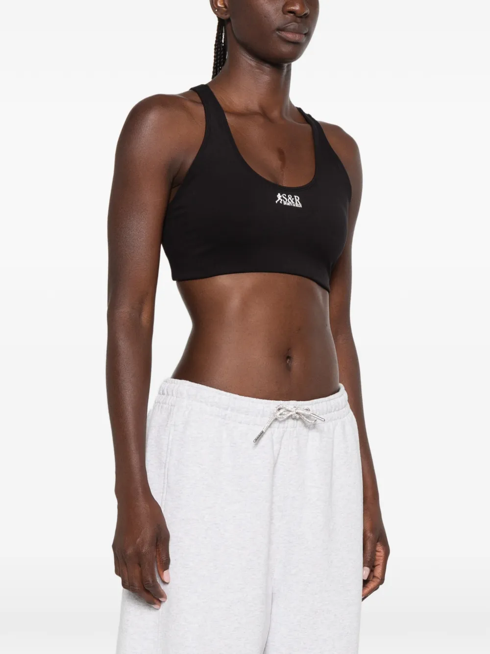 Sporty & Rich Sport-bh met logoprint Zwart