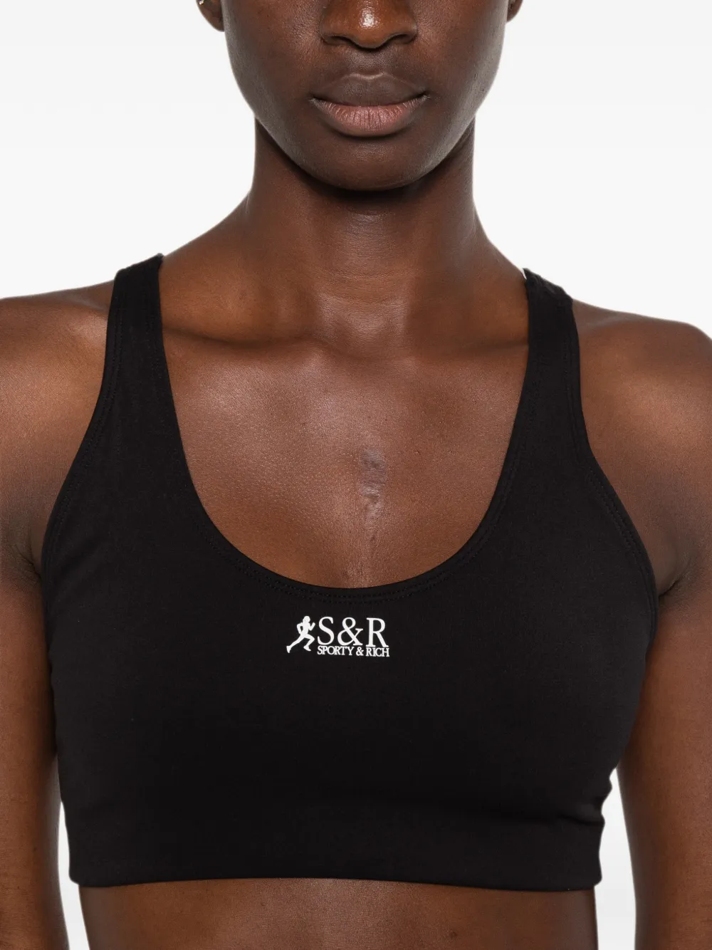Sporty & Rich Sport-bh met logoprint Zwart