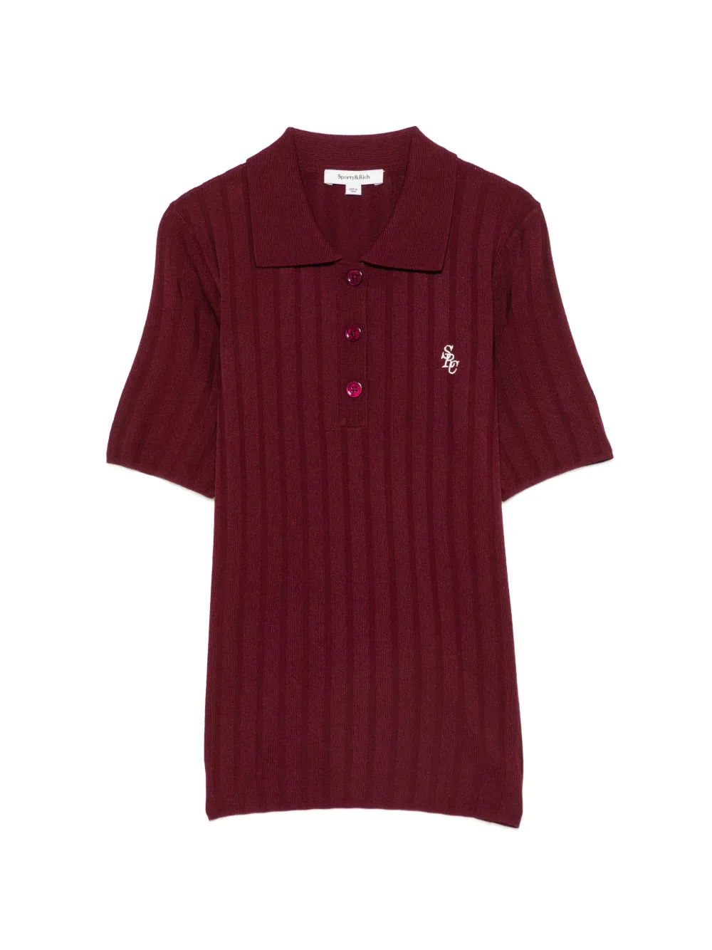 Sporty & Rich Josefa ribbed-knit polo shirt - Red