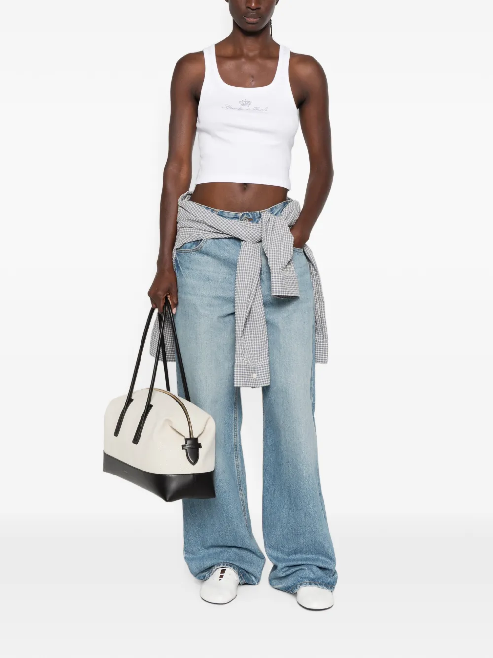 Sporty & Rich Priscila verfraaide tanktop Wit