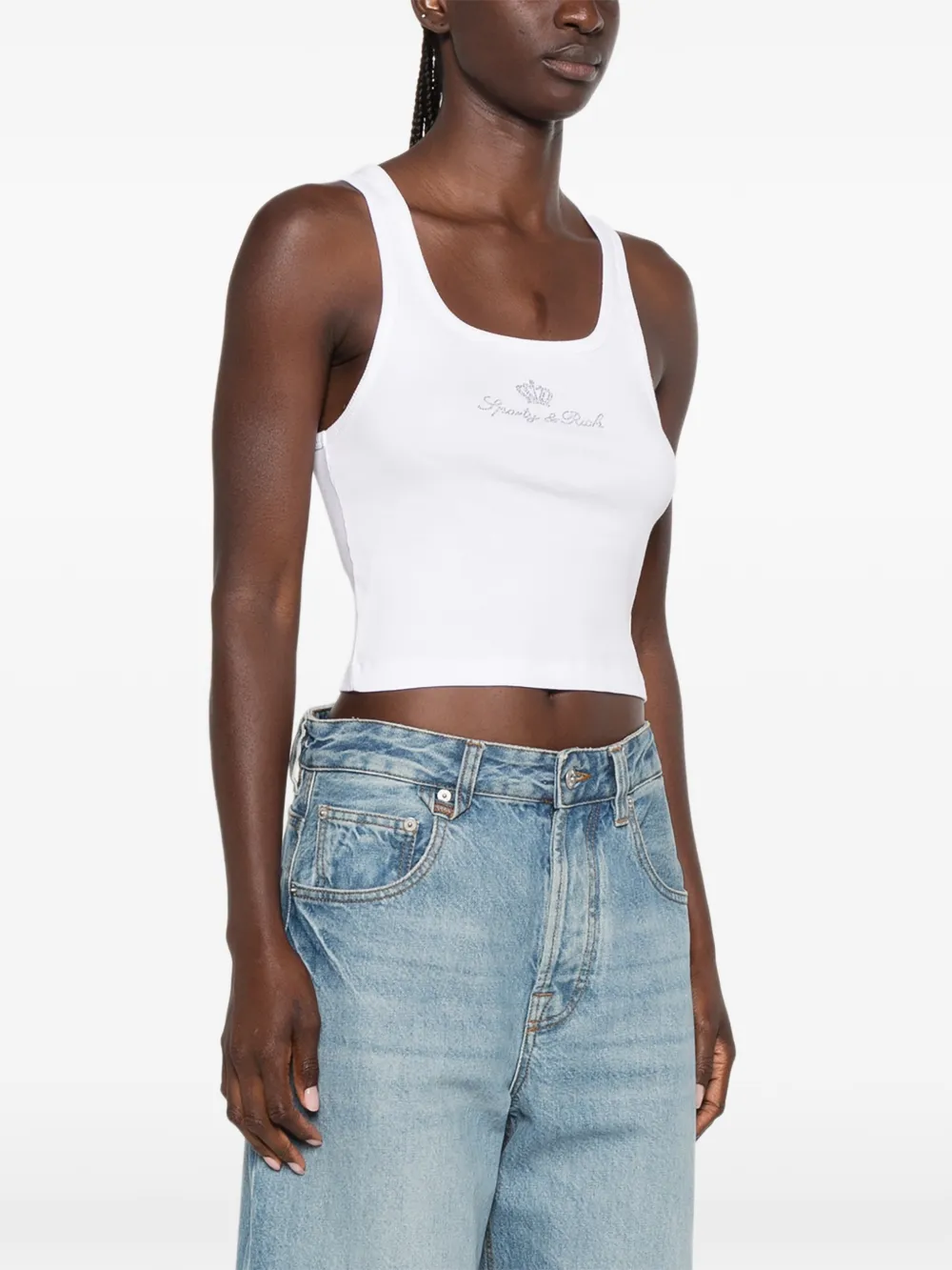 Sporty & Rich Priscila verfraaide tanktop Wit