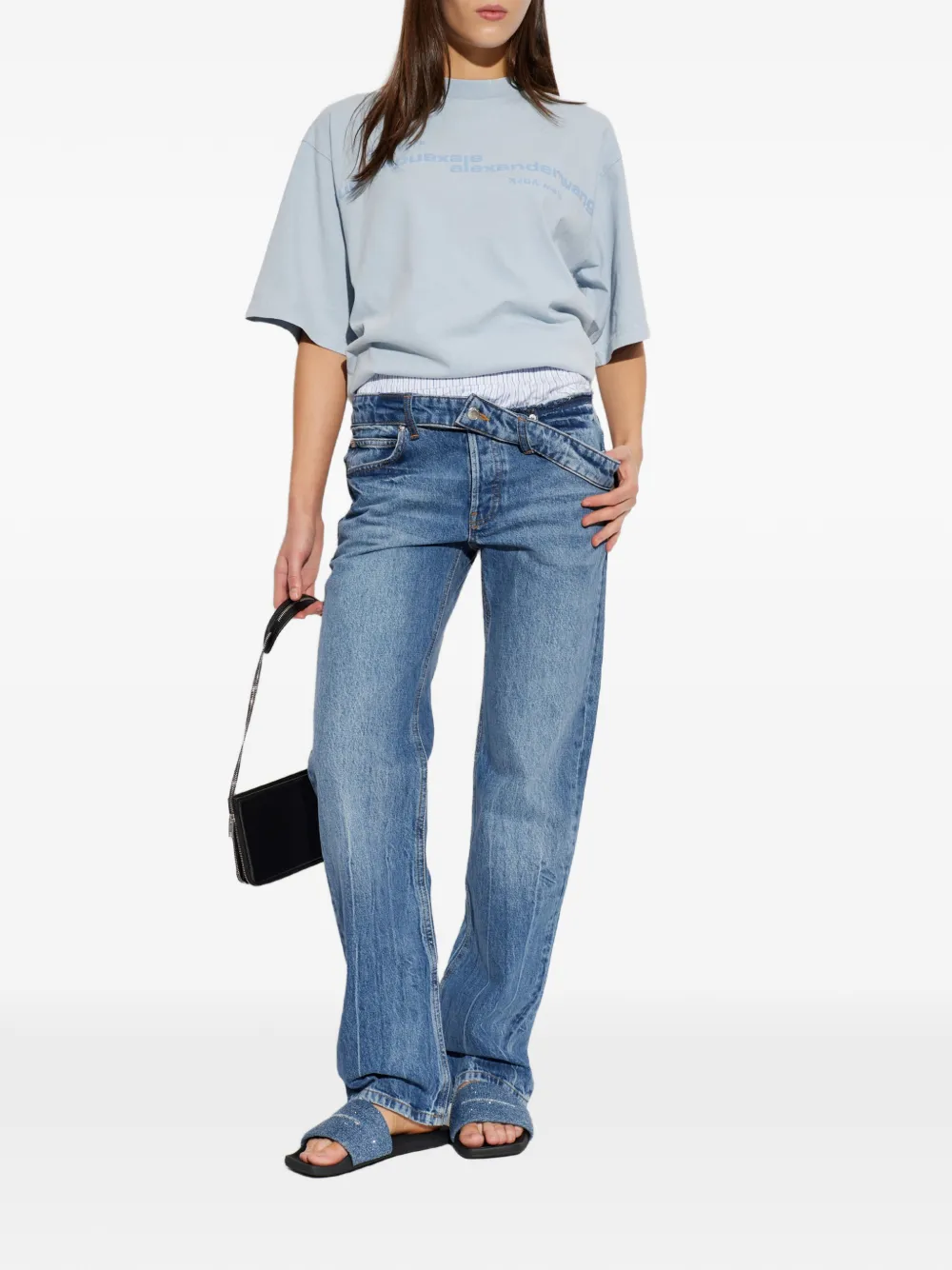 Alexander Wang sequin-embellished denim slides Blauw