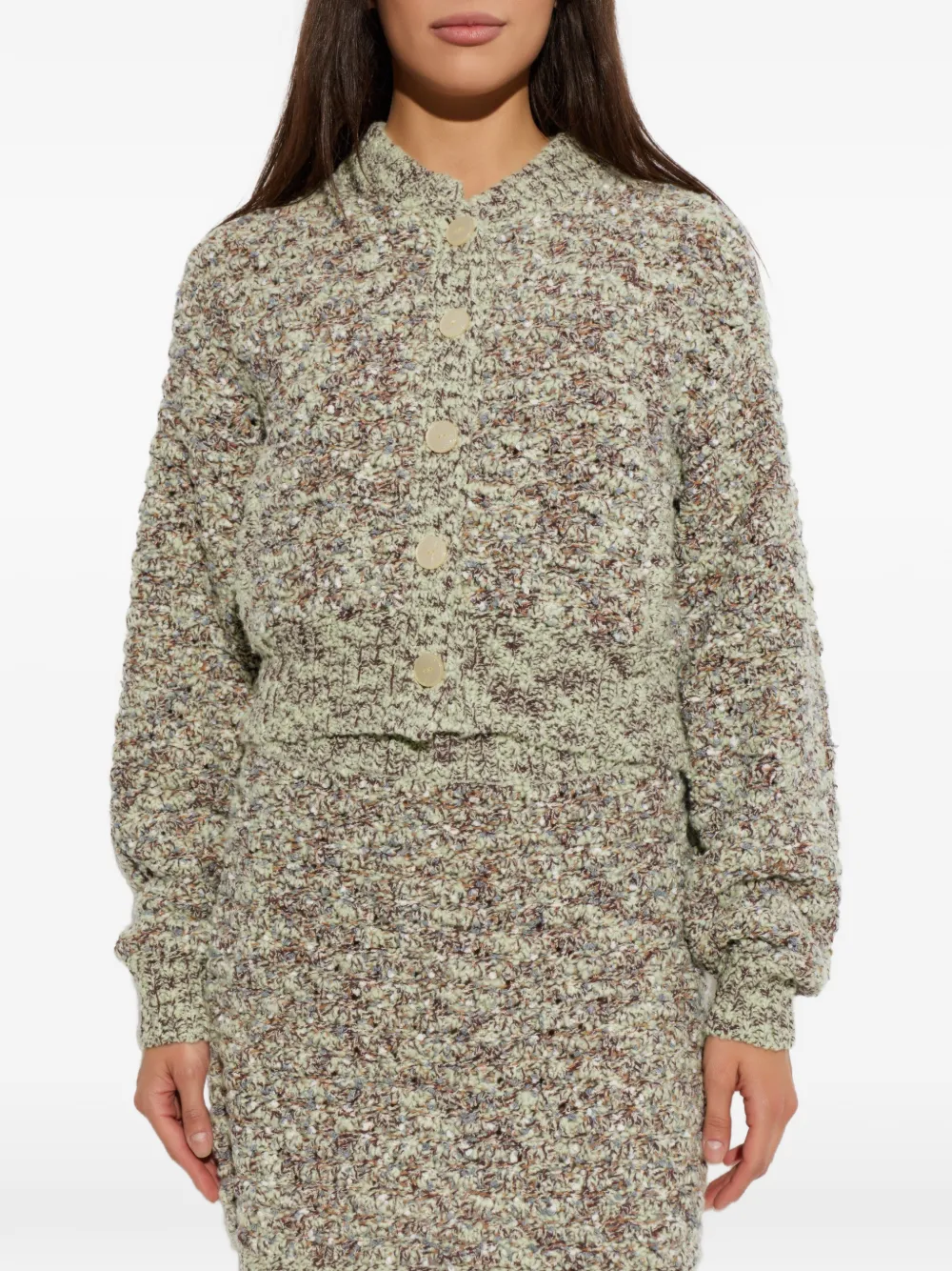By Malene Birger Gianna bouclé gebreid vest Groen