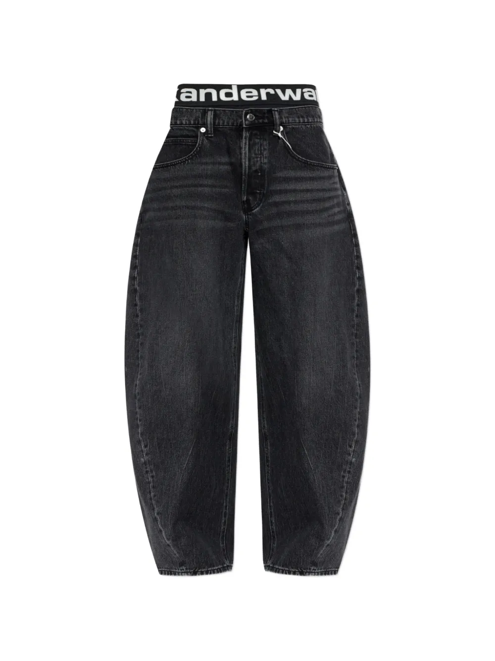 Alexander Wang logo-waistband loose-fit jeans - Grigio