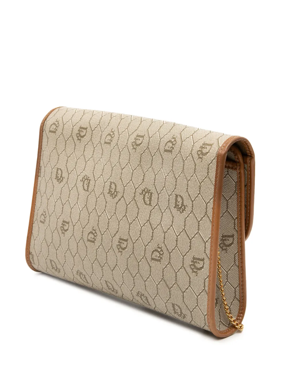  Christian Dior Pre-owned Borsa A Tracolla In Tela Cerata Con Motivo A Nido D'ape E Catena Xx Secolo - Toni Neutri 
