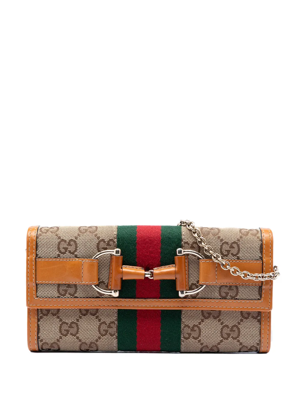 Gucci Pre-Owned 2000-2015 GG Canvas Web Horsebit Wallet on Chain shoulder bag - Toni neutri