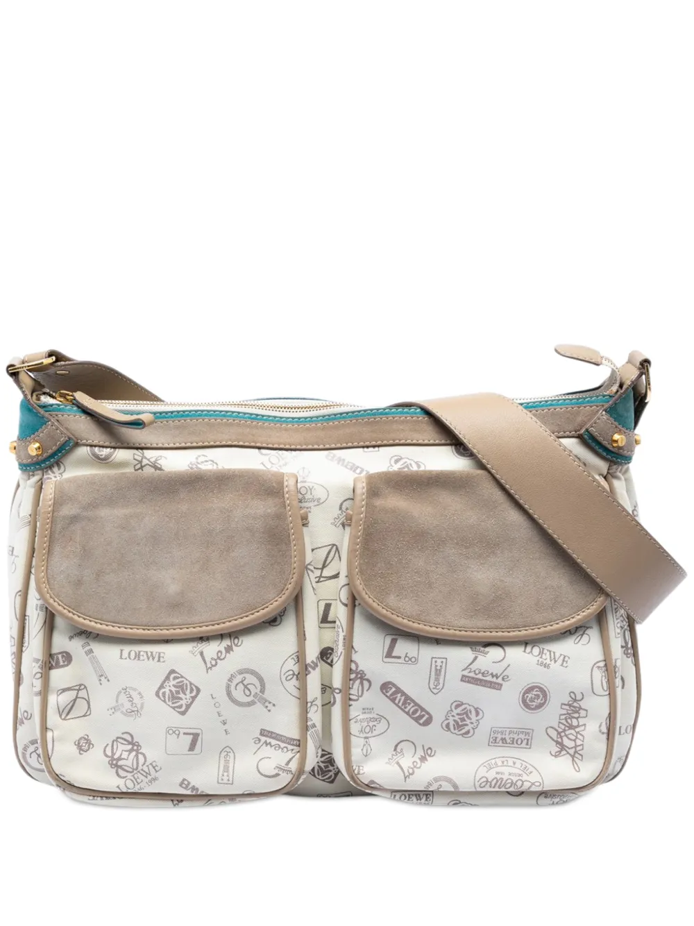 Loewe Pre-Owned 2006 160th Anniversary Suede Trimmed Canvas crossbody bag - Neutrals