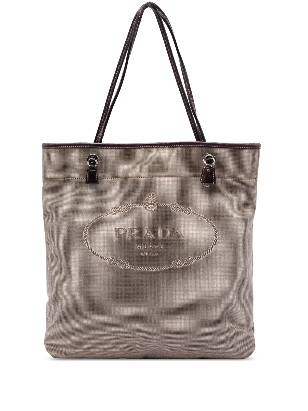 Pre-owned Prada 2013-2026 Canvas Canapa Logo Tote Bag In Brown