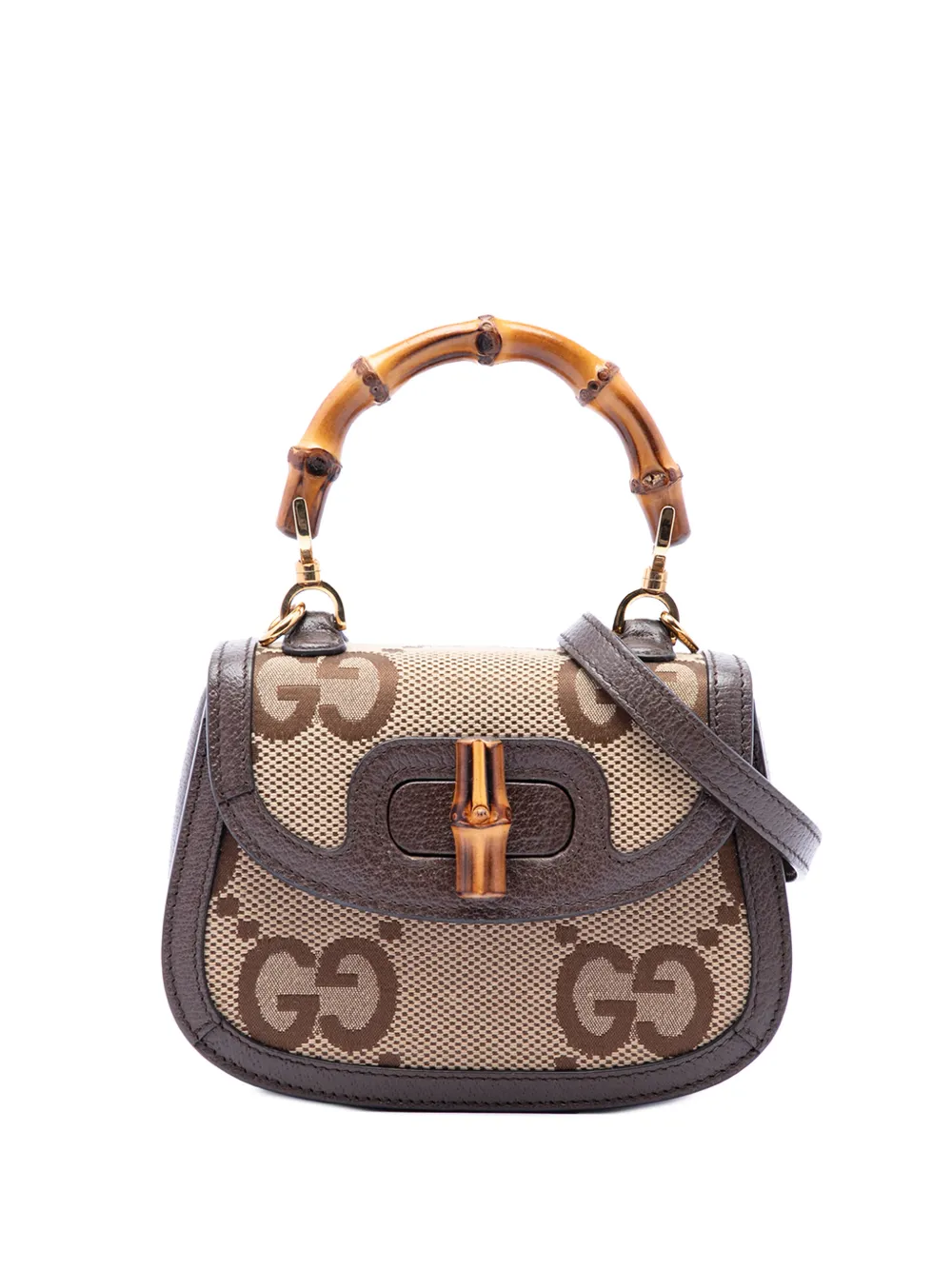 Gucci Pre-Owned 2016-2026 Mini Jumbo GG Canvas 1947 Bamboo Top Handle Bag satchel - Toni neutri