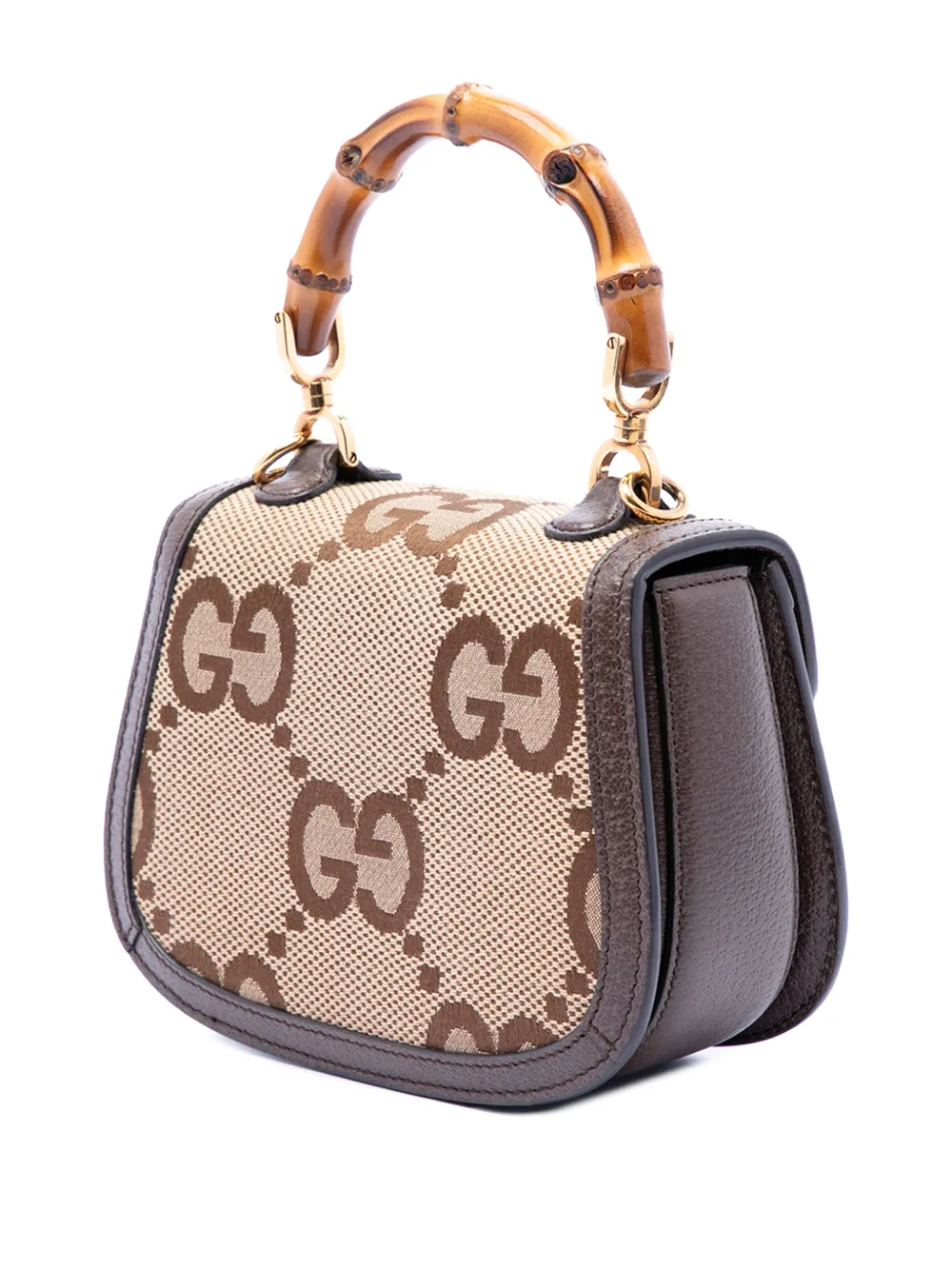  Gucci Pre-owned Bolso Satchel 1947 Mini Oversize De Lona Gg Con Asa Superior De Bambú 2016-2026 - Neutro 