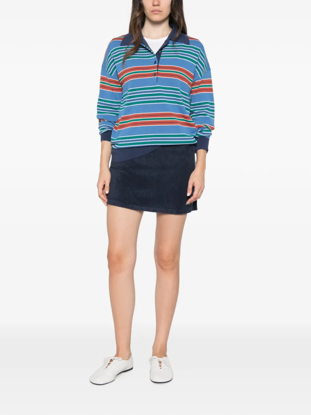 Sporty & Rich Mini-rok met geborduurd logo en badstof Blauw