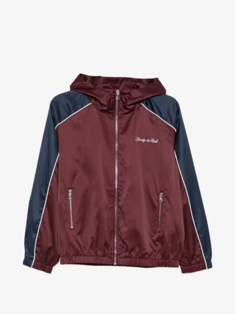 Sporty & Rich logo-embroidered hooded jacket