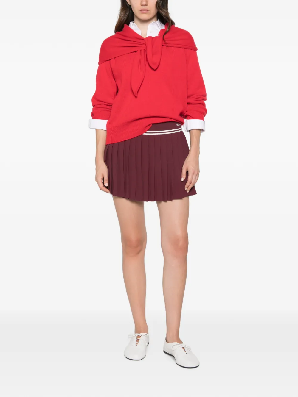 Sporty & Rich Abigail mini-plooirok met geborduurd logo Rood