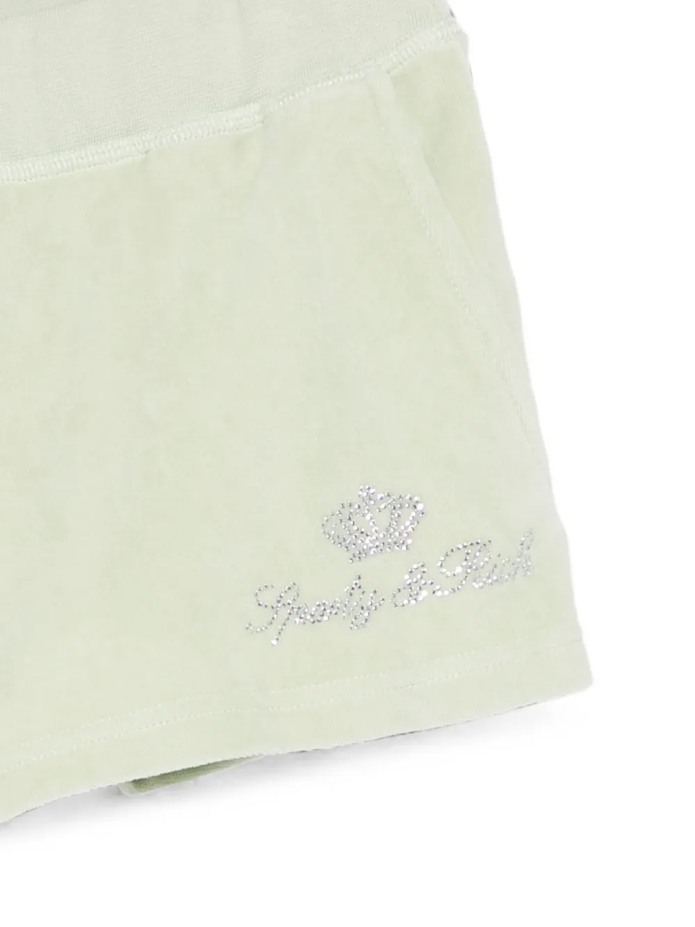 Sporty & Rich rhinestone-embellished track shorts Groen