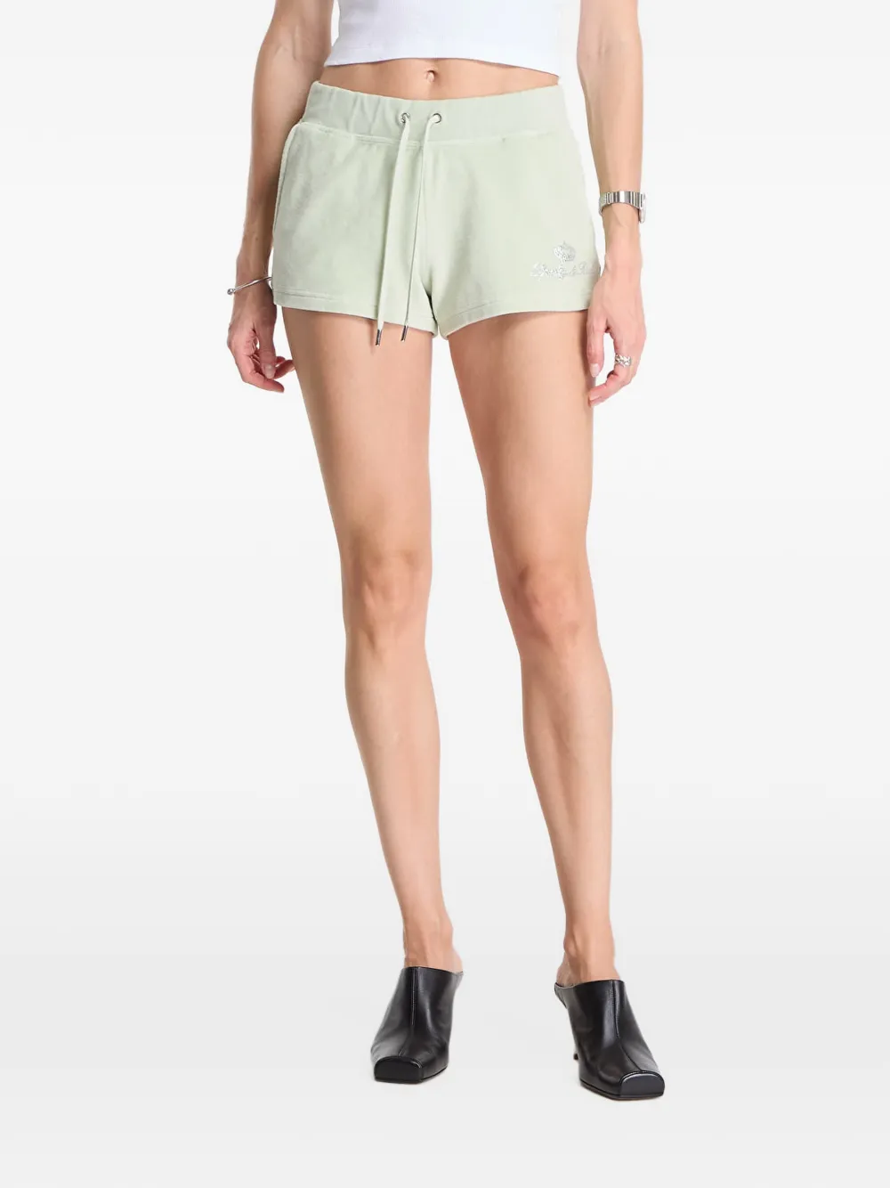 Sporty & Rich Shorts verfraaid met stras Groen