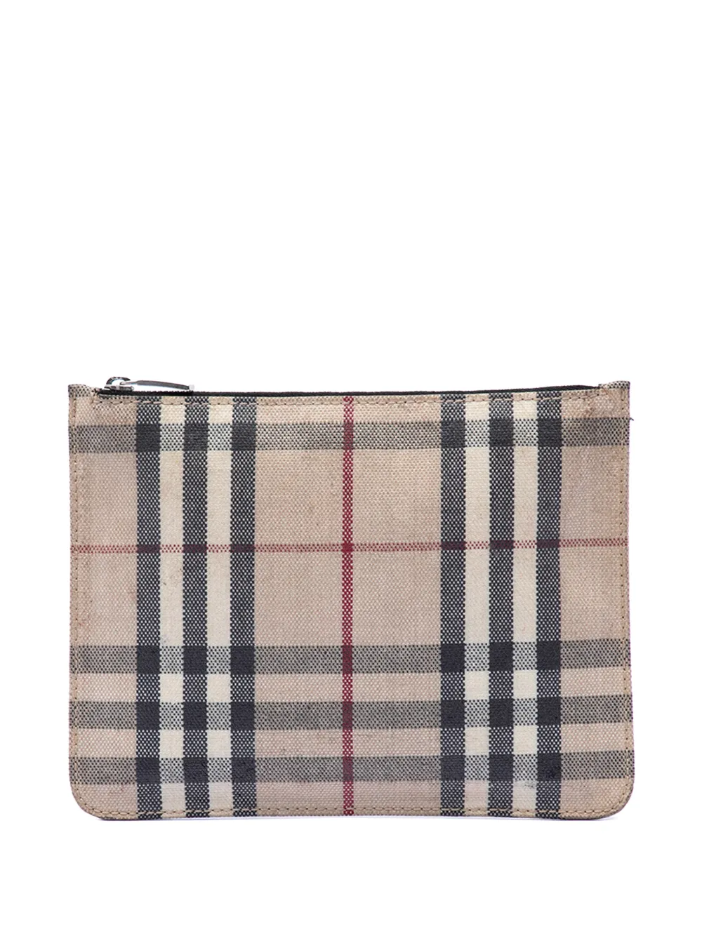 Pre-owned Burberry 2000-2017 House Check Canvas Pouch In Neutral