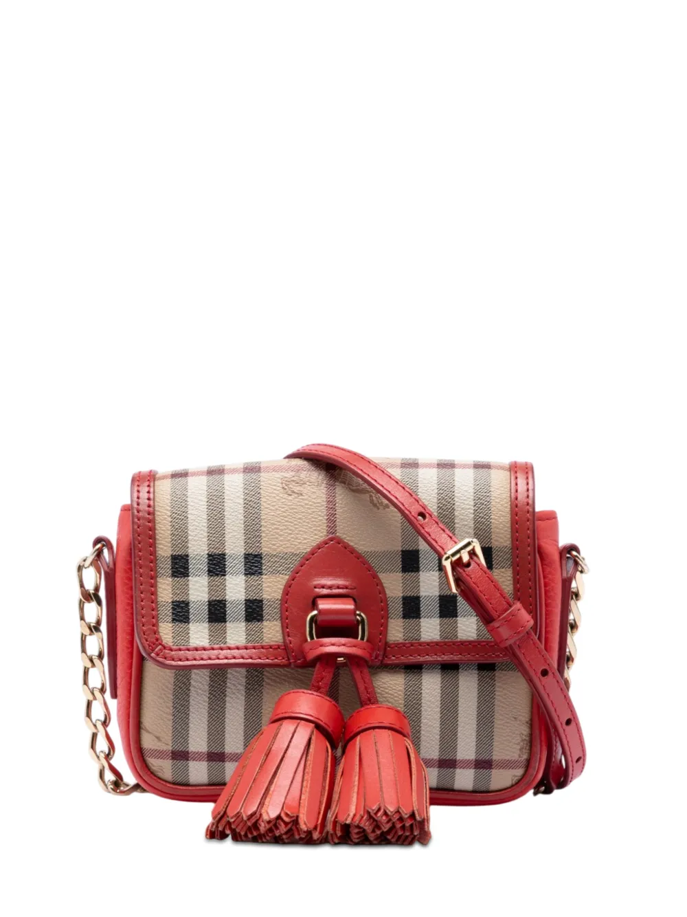 Burberry Pre-Owned 2000-2017 Mini Haymarket Check Coated Canvas Tassel crossbody bag - Neutrals