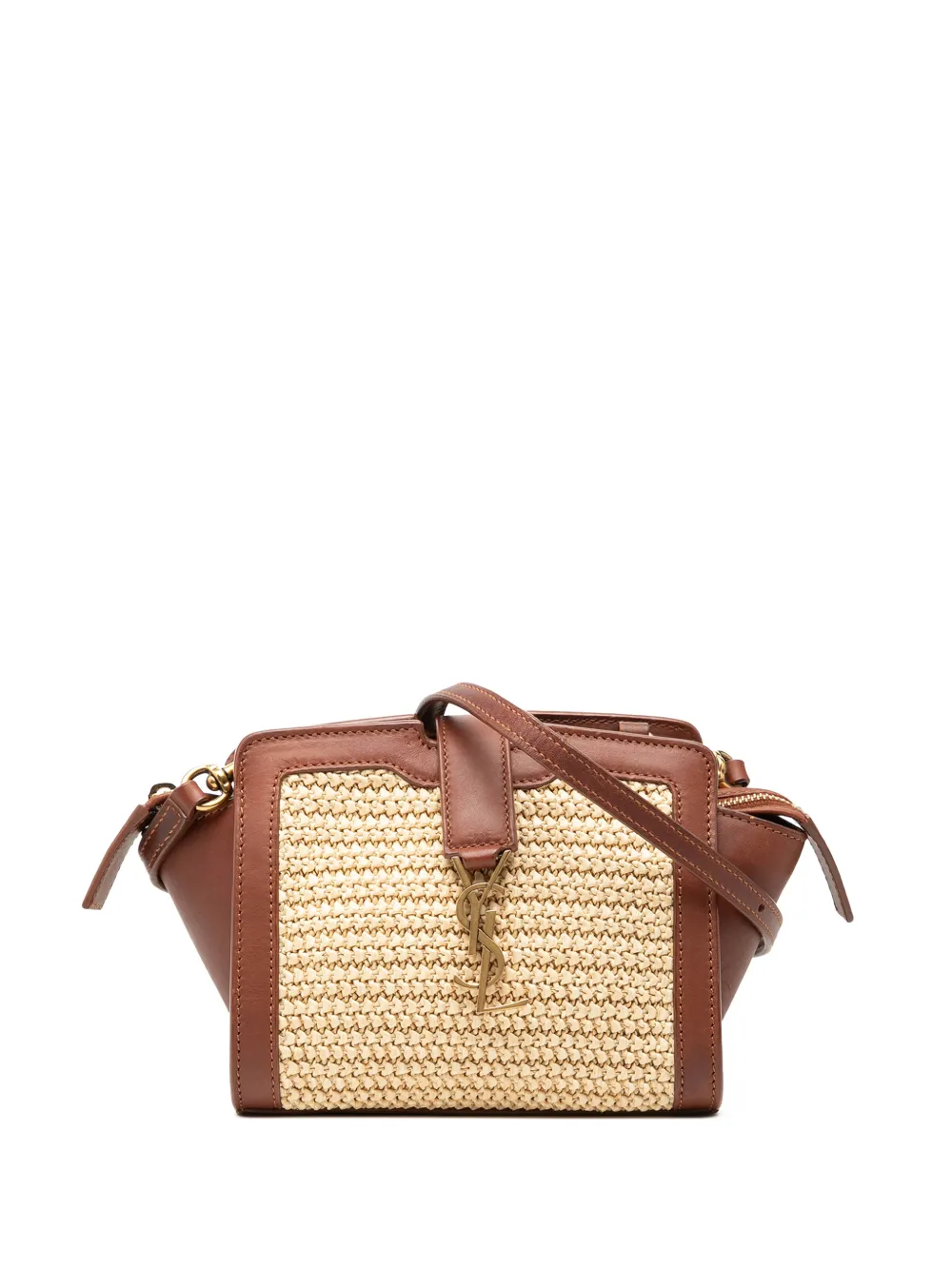 Saint Laurent Pre-Owned 2019 Toy Raffia Monogram Downtown Cabas crossbody bag - Neutrals