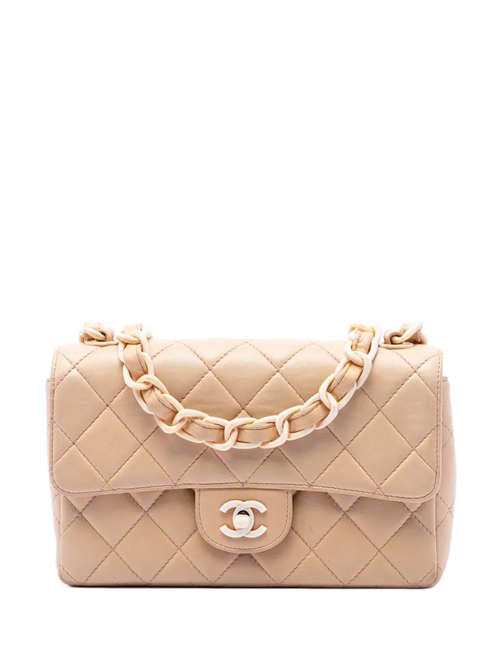 CHANEL Pre-Owned 1997-1999 CC Quilted Lambskin Resin Chain Single Flap shoulder bag - Toni neutri