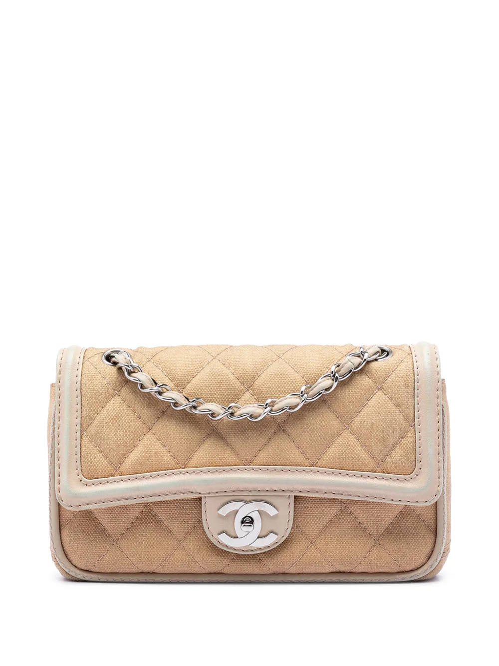 CHANEL Pre-Owned 2006-2008 Medium Classic Canvas Lambskin Trimmed Double Flap shoulder bag - Toni neutri