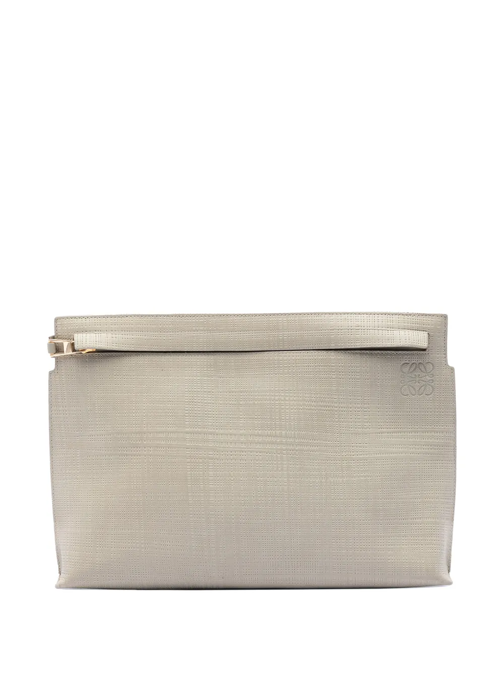 Loewe Pre-Owned 2015 Large Linen Embossed Calfskin Anagram T Pouch clutch bag - Toni neutri