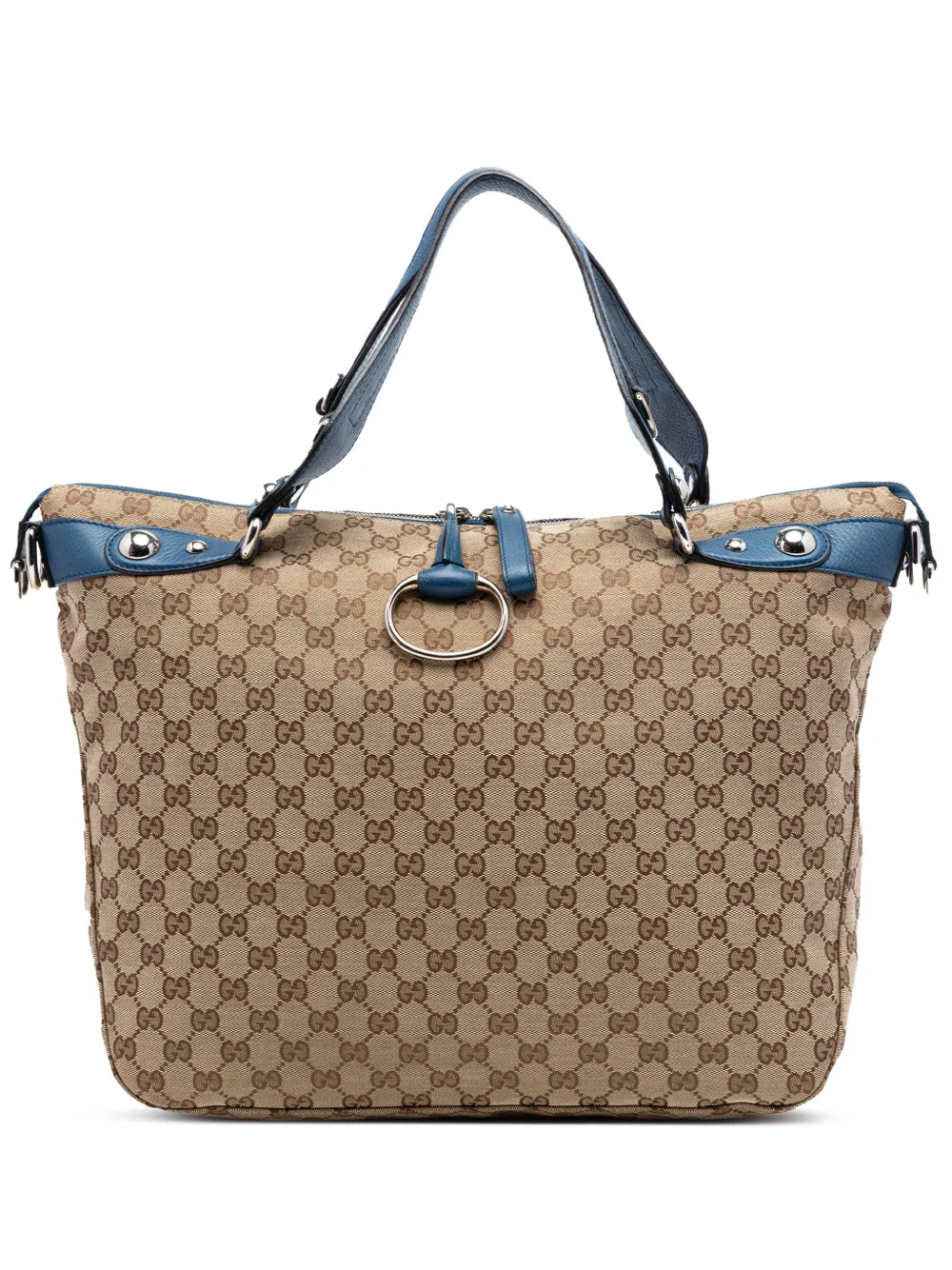 Pre-owned Gucci 2016-2026 Large Gg Canvas Icon Bit Satchel In Neutral