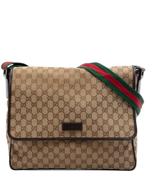 Gucci Pre-Owned 2016-2026 GG Canvas Web Flap Messenger Bag crossbody bag