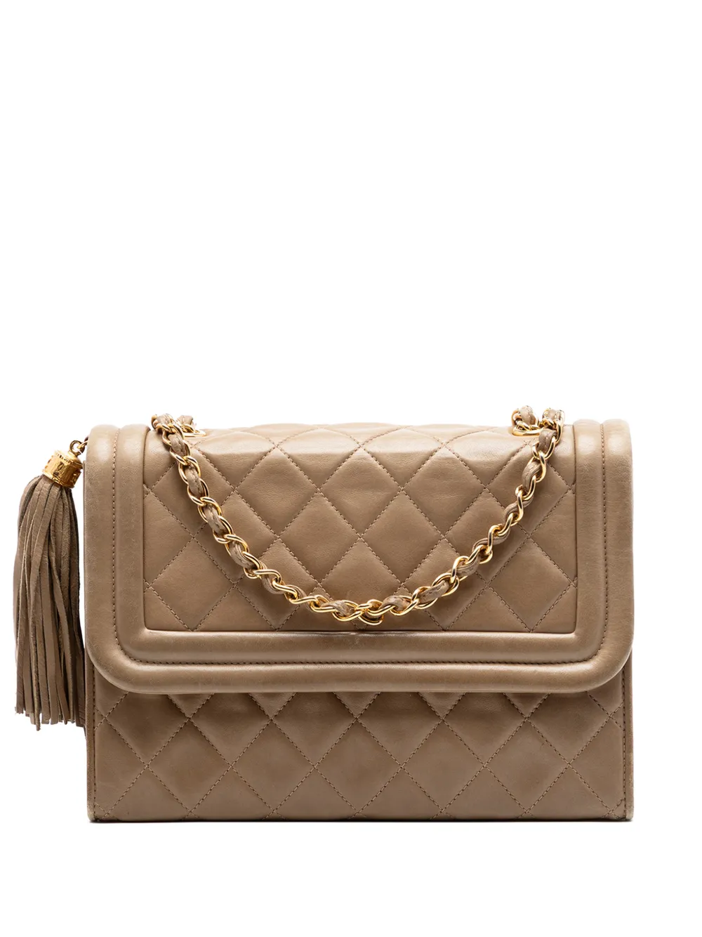 CHANEL Pre-Owned 1989-1991 Quilted Lambskin Tassel Flap crossbody bag - Toni neutri