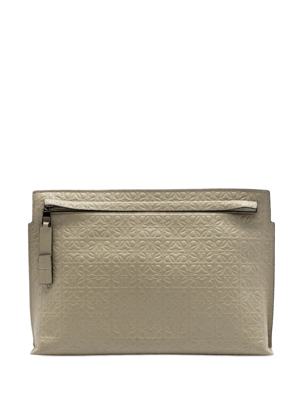 Loewe Pre-Owned 2016 Embossed Anagram Leather Repeat T clutch bag - Neutrals