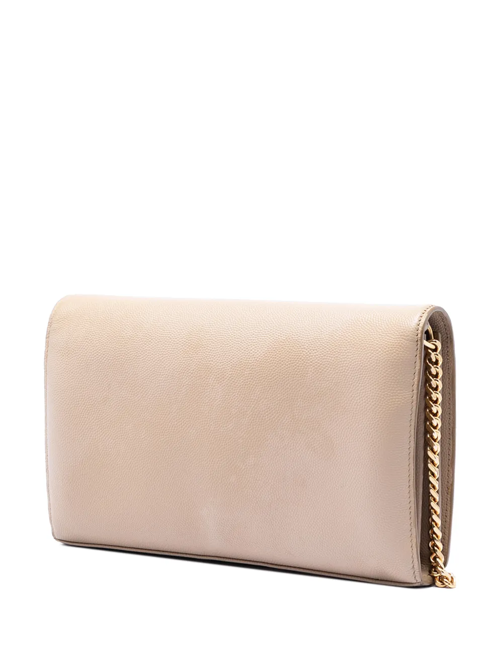  Saint Laurent Pre-owned 2015 Grain De Poudre Monogram Kate Wallet On Chain Crossbody Bag - Tons Neutres 