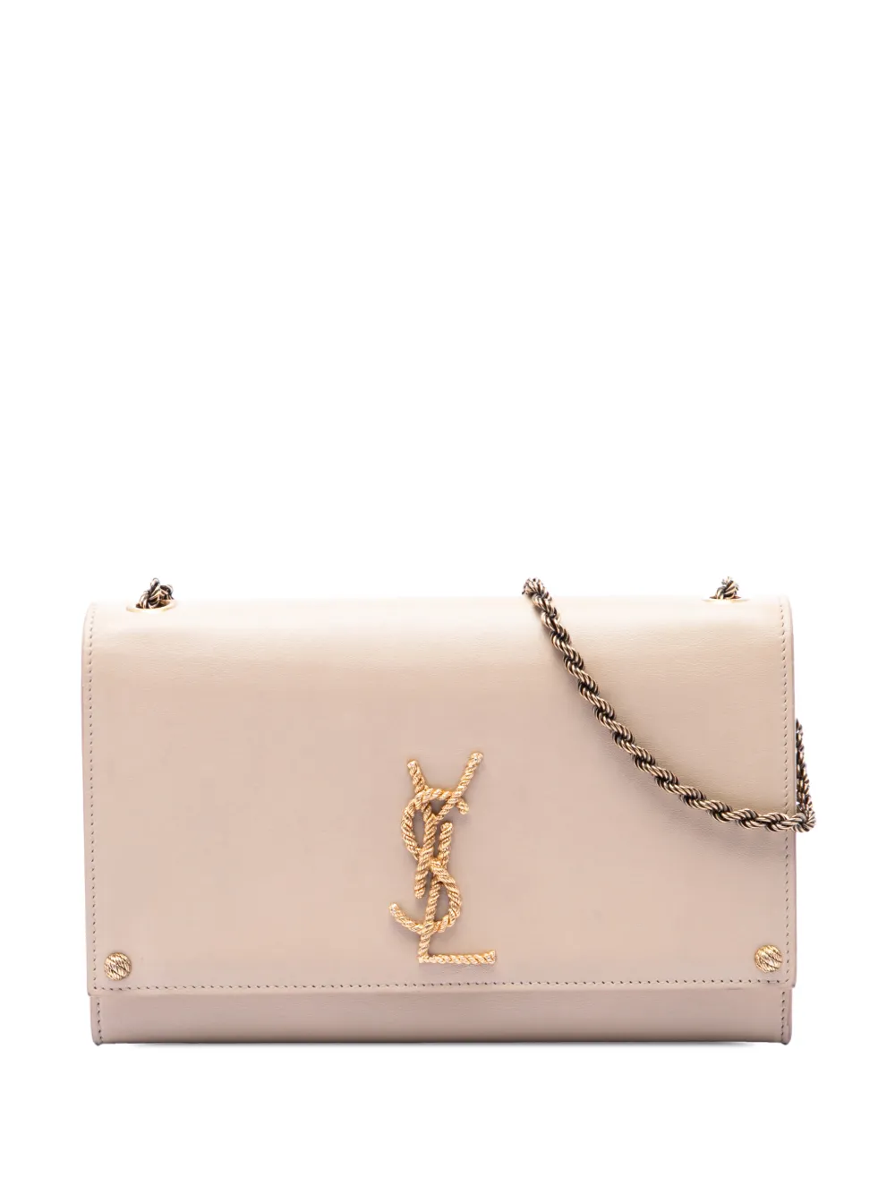Saint Laurent Pre-Owned 2017 Medium Smooth Calfskin Braided Monogram Kate crossbody bag - Nude