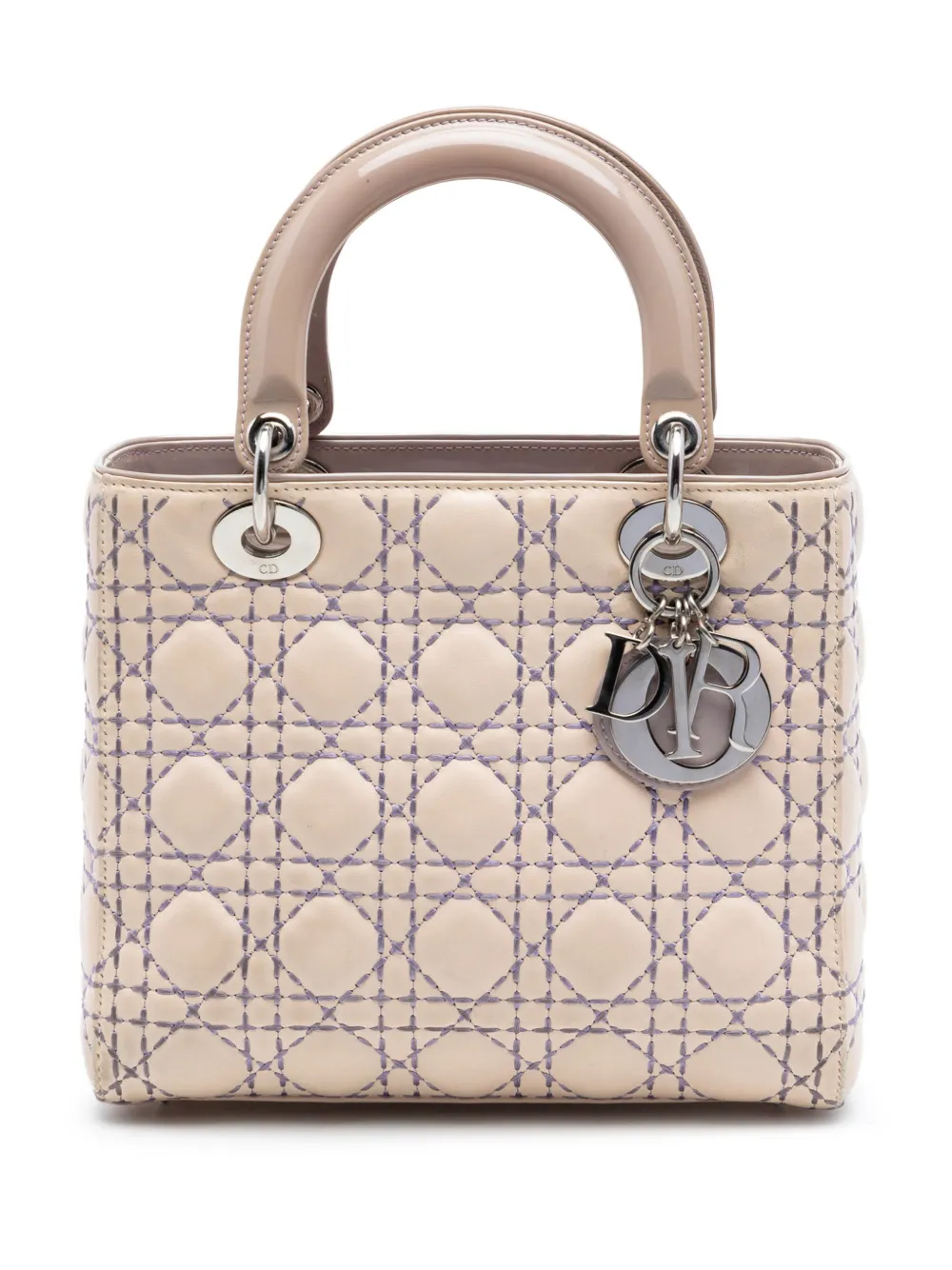 Christian Dior Pre-Owned 2012 Medium Lambskin Cannage Stitched Lady Dior satchel - Neutrals