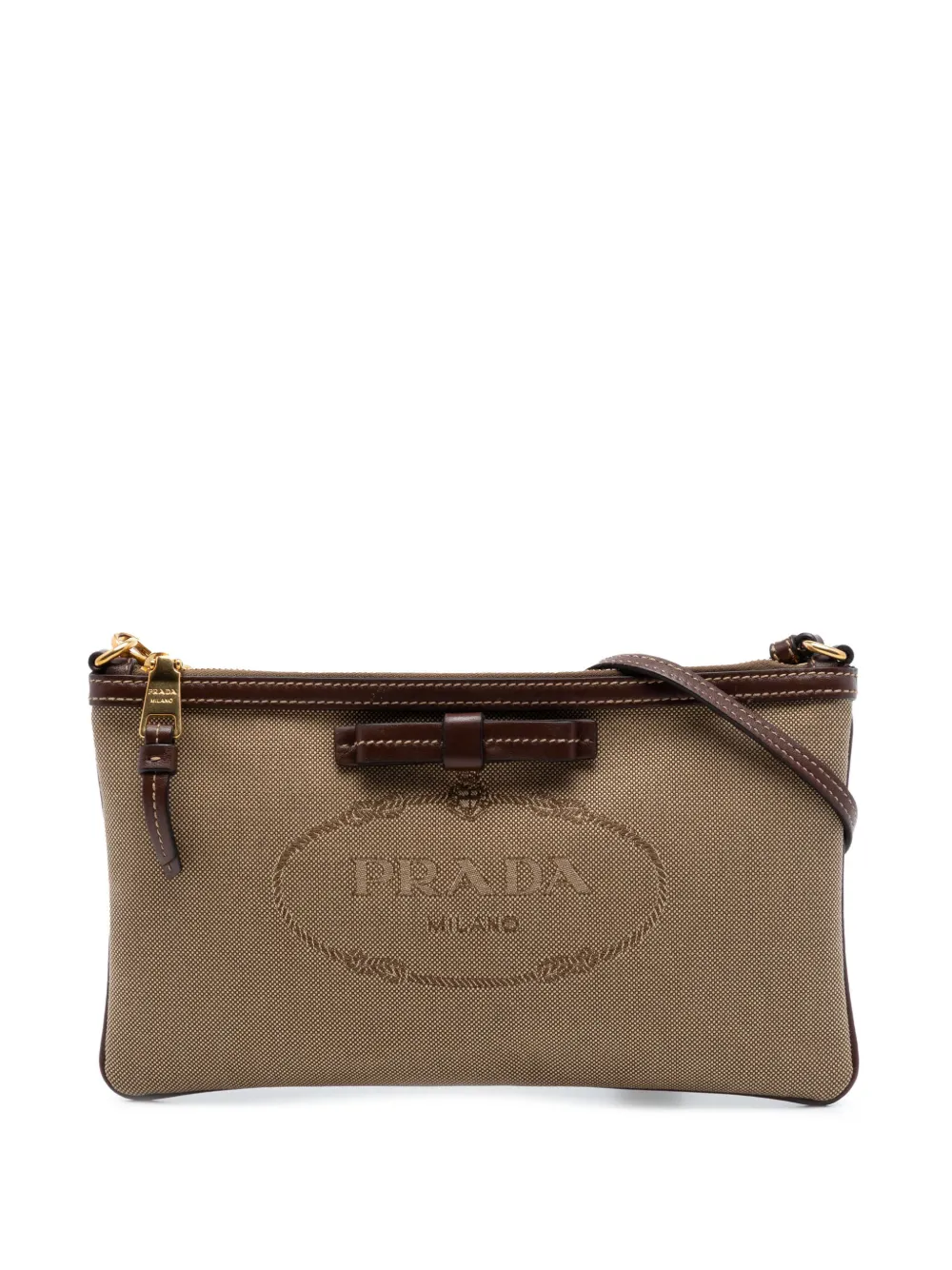 Prada Pre-Owned 2010-2026 Canvas Canapa Logo Bow shoulder bag - Toni neutri