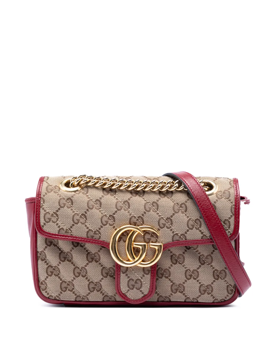 Gucci Pre-Owned 2016-2026 Small GG Marmont Matelasse Diagonal GG Canvas and Leather shoulder bag - Toni neutri