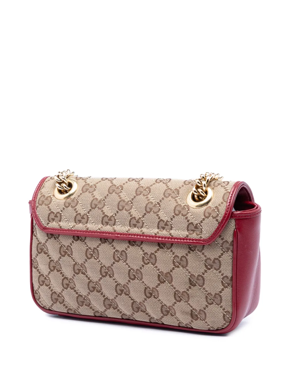  Gucci Pre-owned 2016-2026 Small Gg Marmont Matelasse Diagonal Gg Canvas And Leather Shoulder Bag - Tons Neutres 