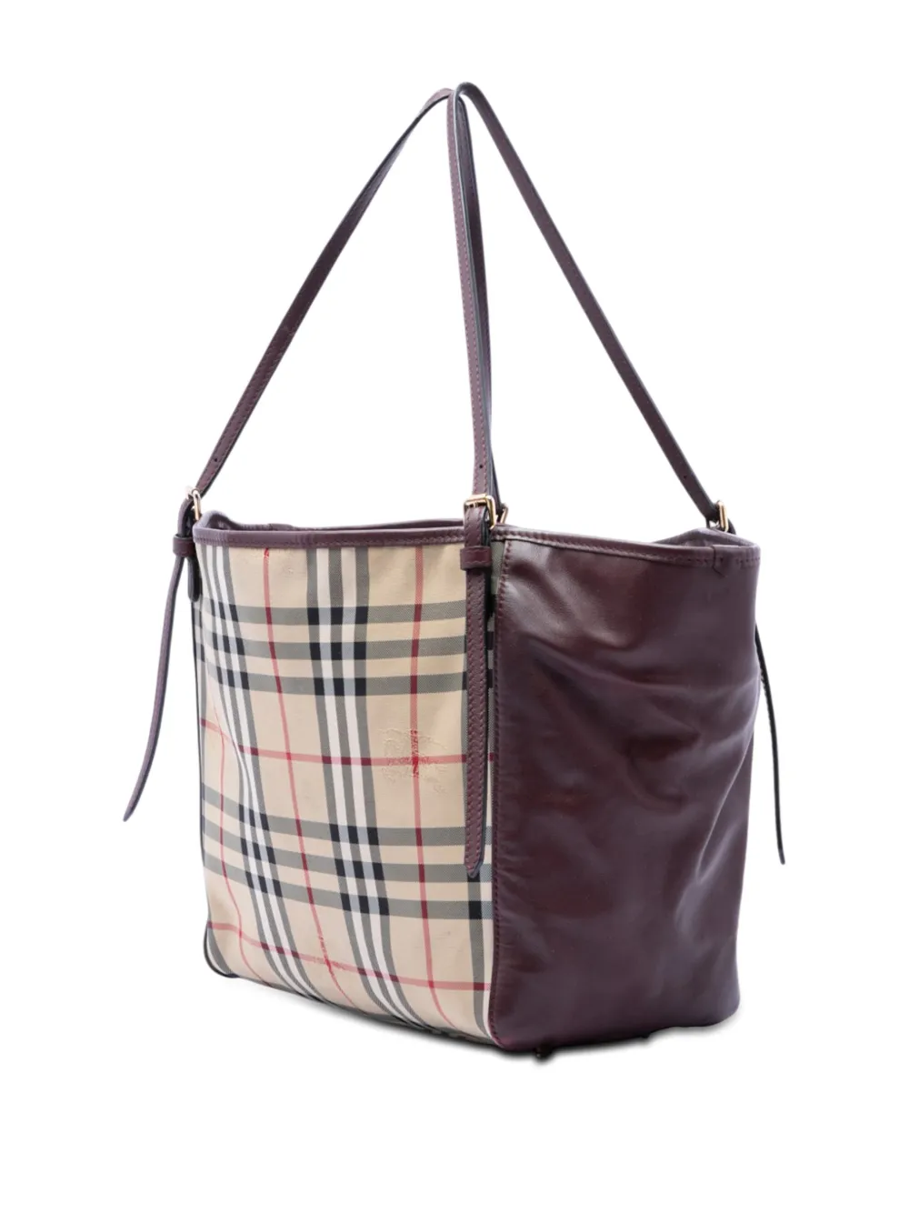  Burberry Pre-owned Borsa Tote Piccola Canterbury In Pelle E Tela Con Motivo Haymarket Check 2000-2025 - Toni Neutri 